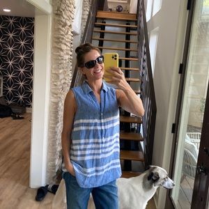 Size large beach lunch lounge linen sleeveless top